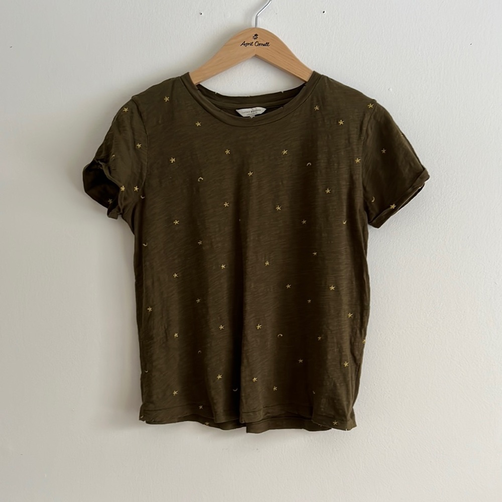 Lucky Brand Star and Moon Embroidered Tee